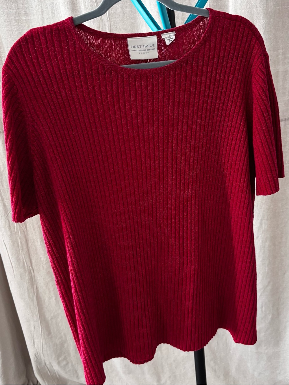 Vintage 90s Liz Claiborne Ribbed Crewneck Sweater – Burgundy Red